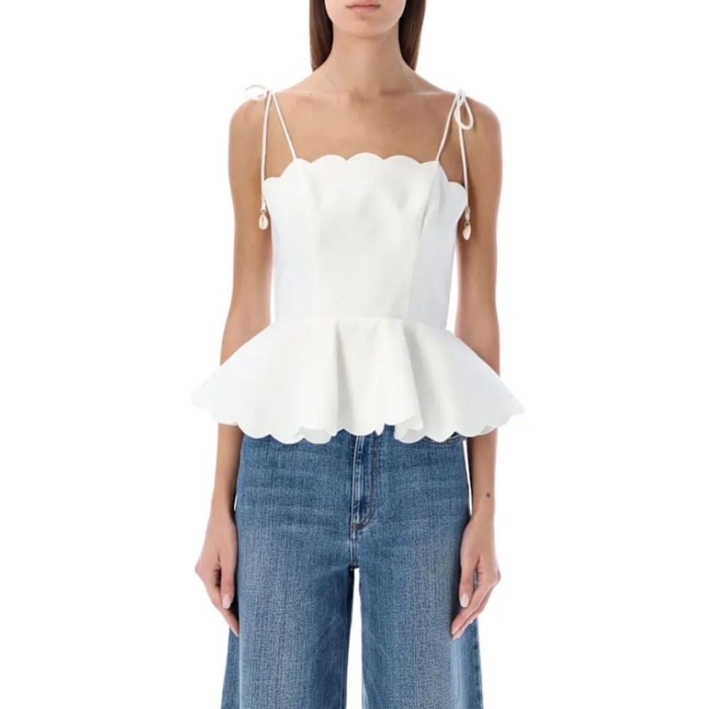 House of Harlow 1960 Ivory Scalloped Camisole